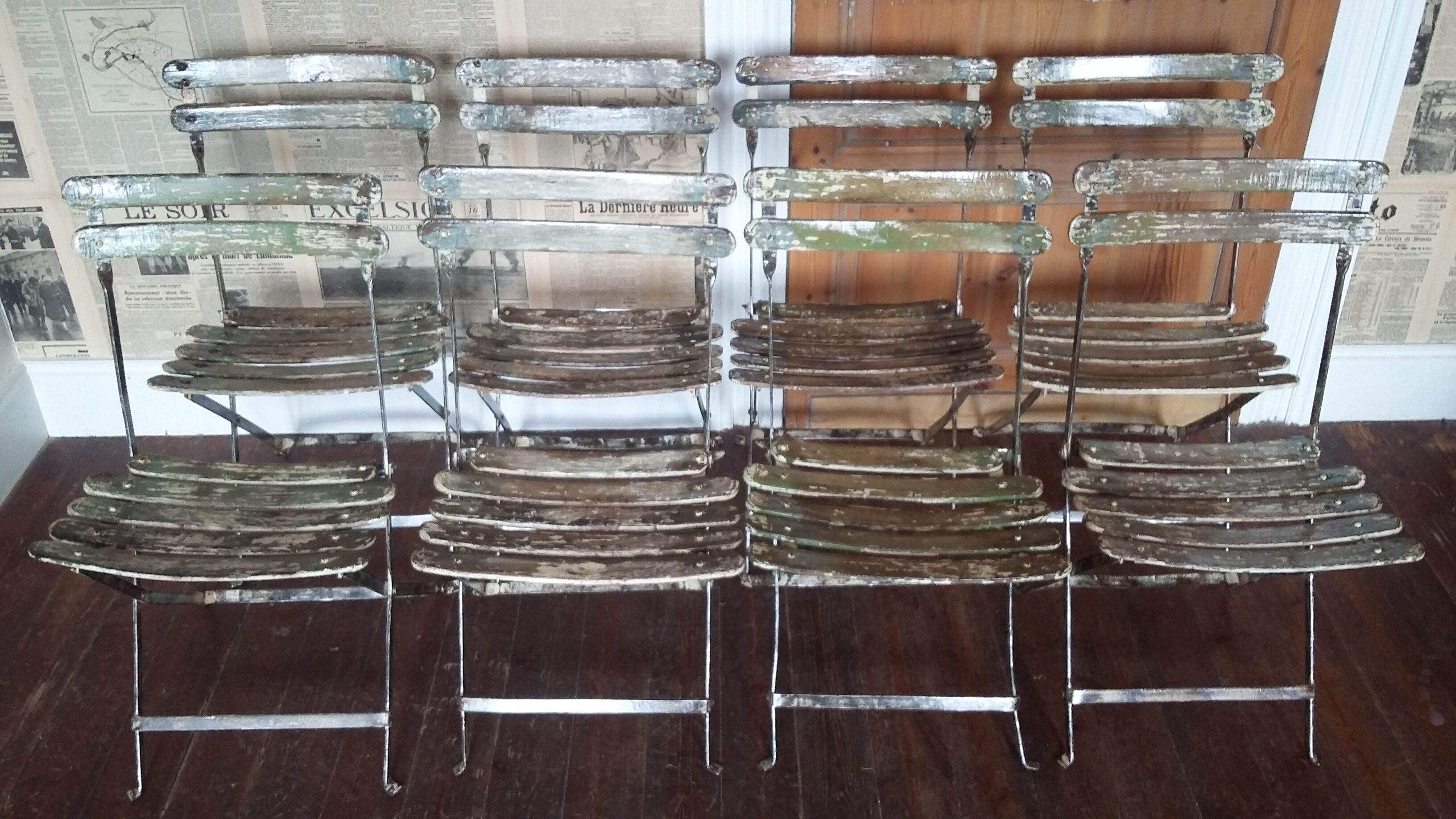 Set of 8 folding bistro / garden chairs fermob 1950