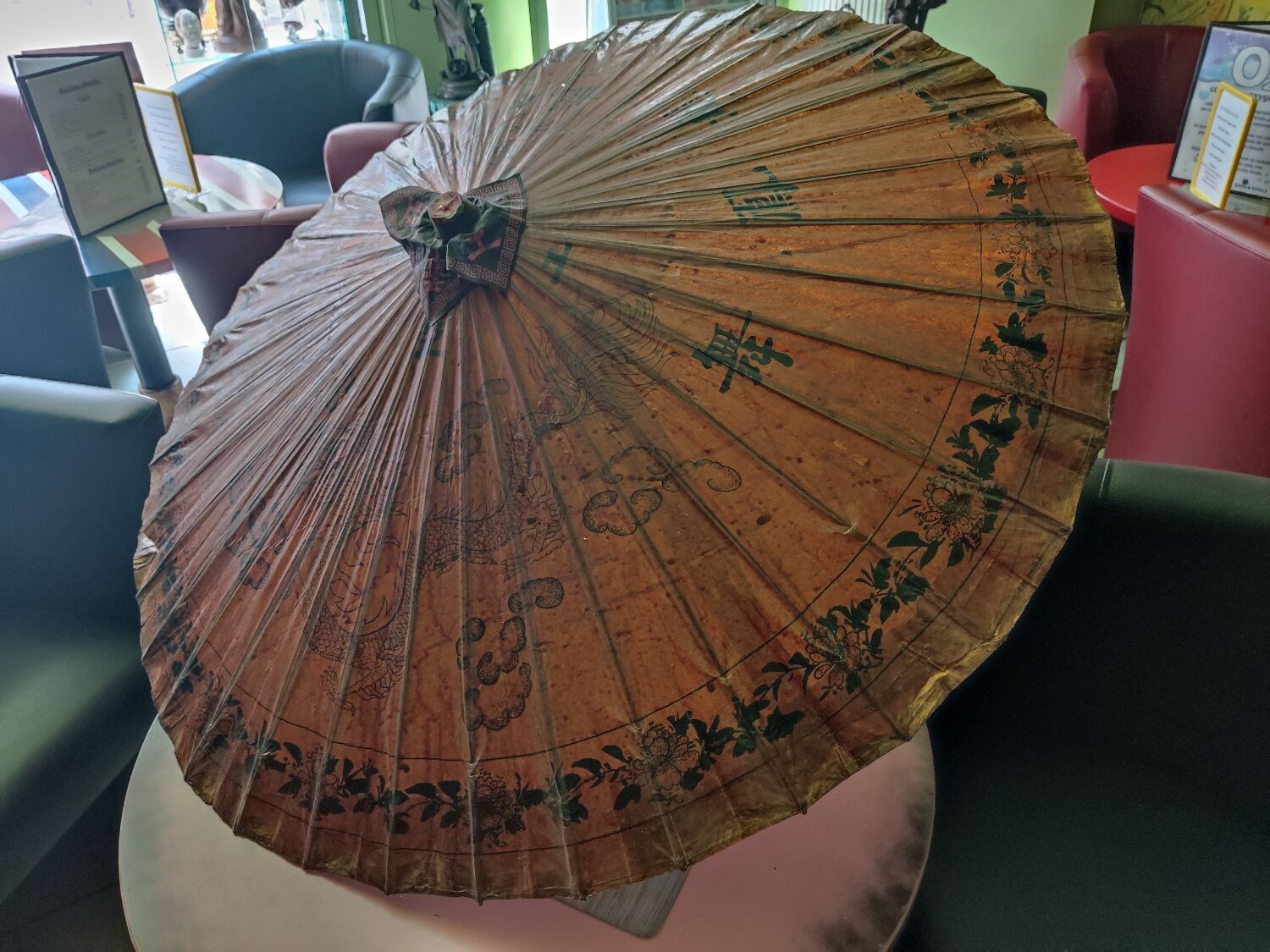 Asian paper and rattan umbrella