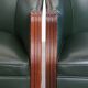 Set of 2 Green Cowhide Leather and Wooden Side/Dining/Office Chairs