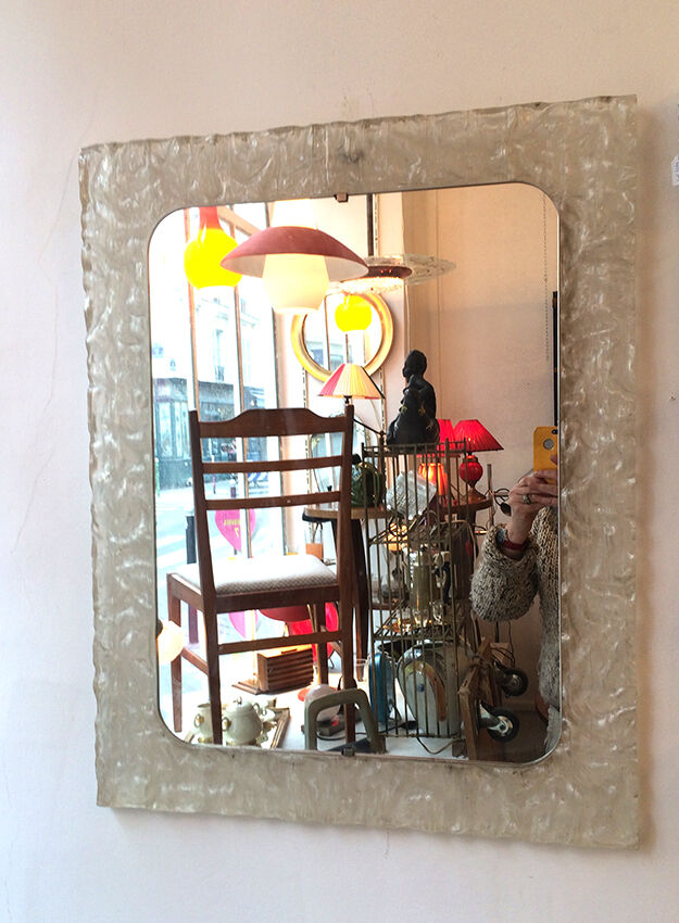 Rectangular mirror in transparent plexiglass 1960 - 60x76cm