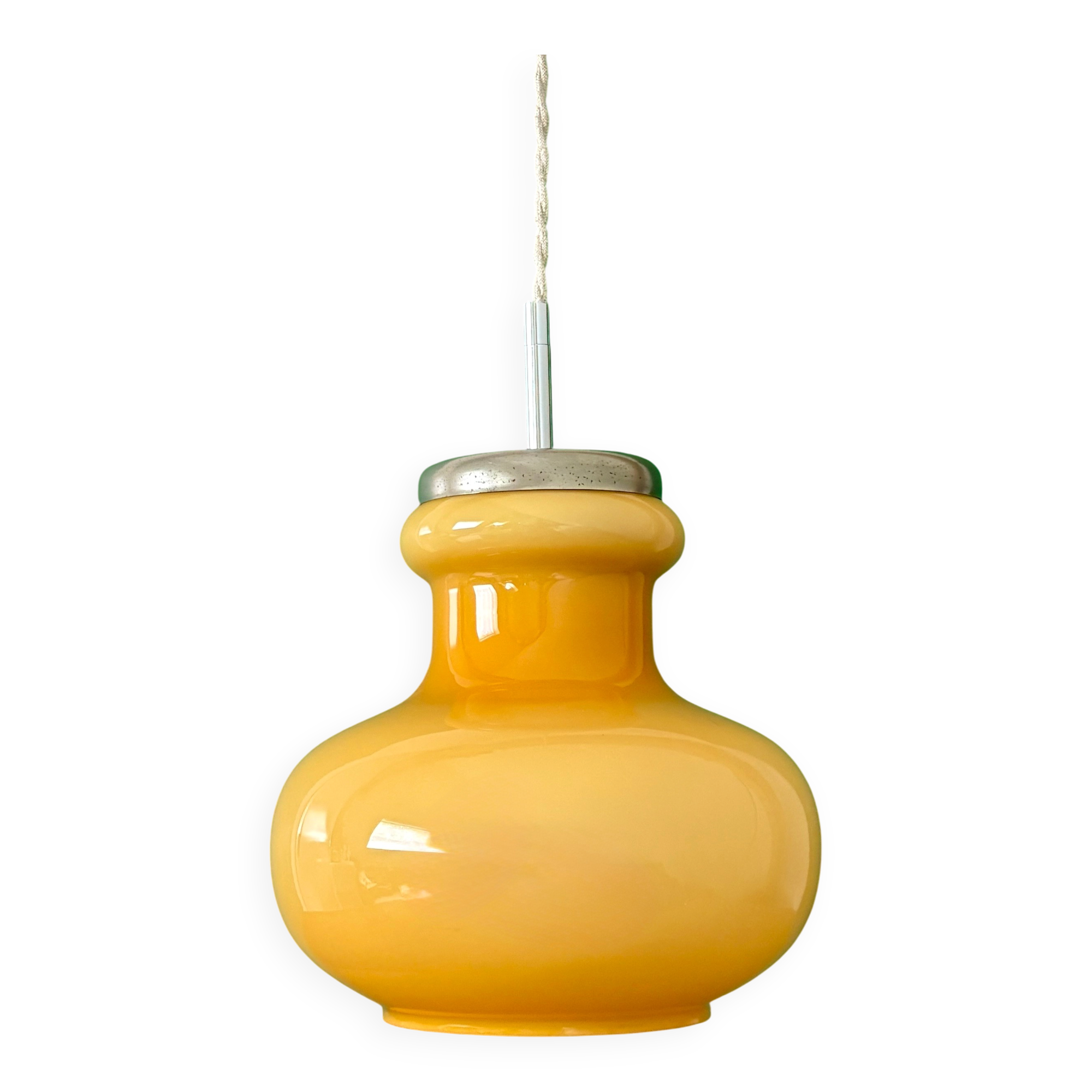 Suspension globe vintage en opaline orange