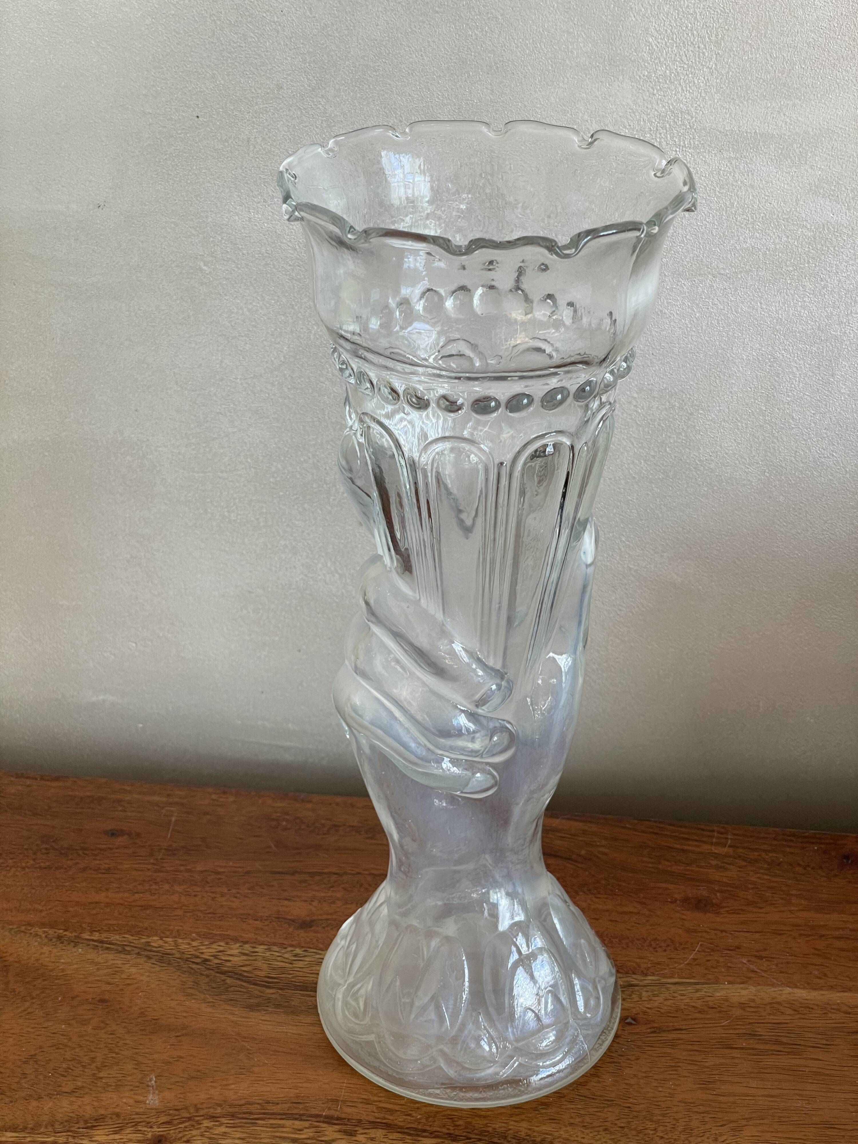 Glass vase hand cornucopia