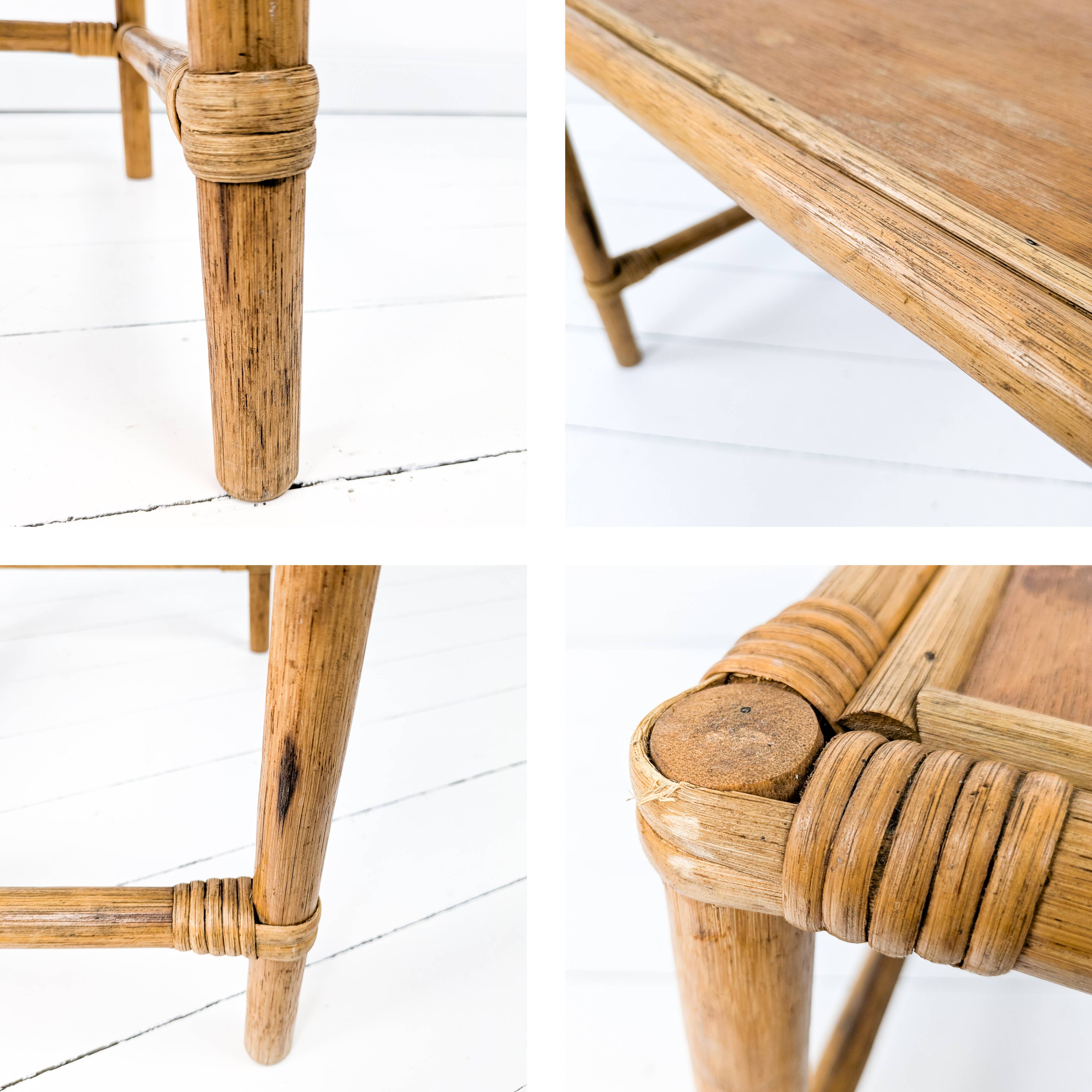 Table basse vintage en bambou marron clair Tablette Mid Century Vintage Rat