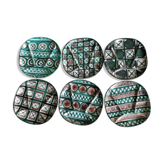 Set 6 compartment plates Robert Picault Vallauris