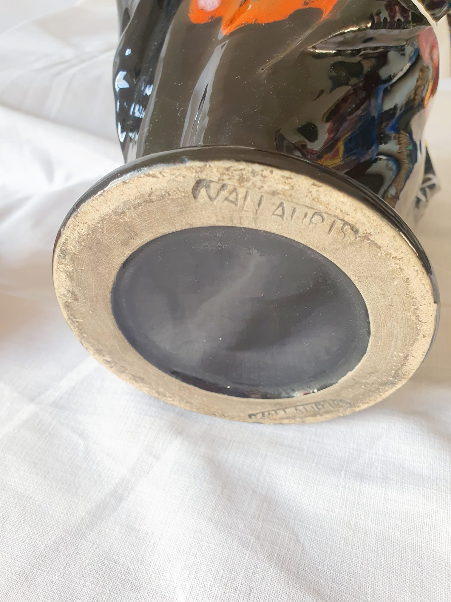 Multicolored flamed ceramic vase Vallauris