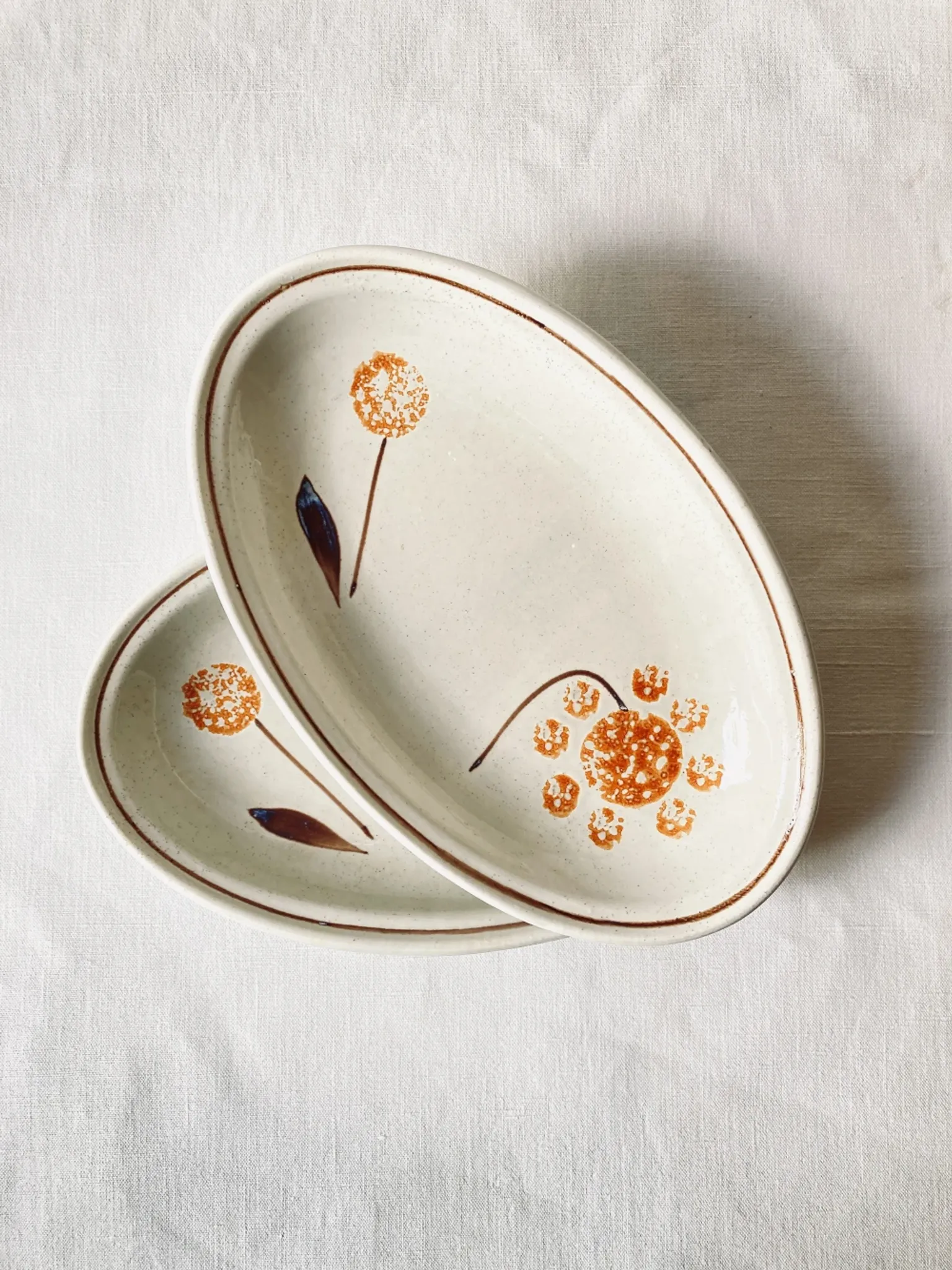 Pair of vintage earthenware dishes from Sarreguemines, 1970s