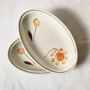 Pair of vintage earthenware dishes from Sarreguemines, 1970s
