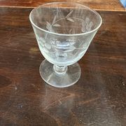 Art Nouveau Set of 32 Crystal Glasses - Engraved and Frosted Floral Pattern