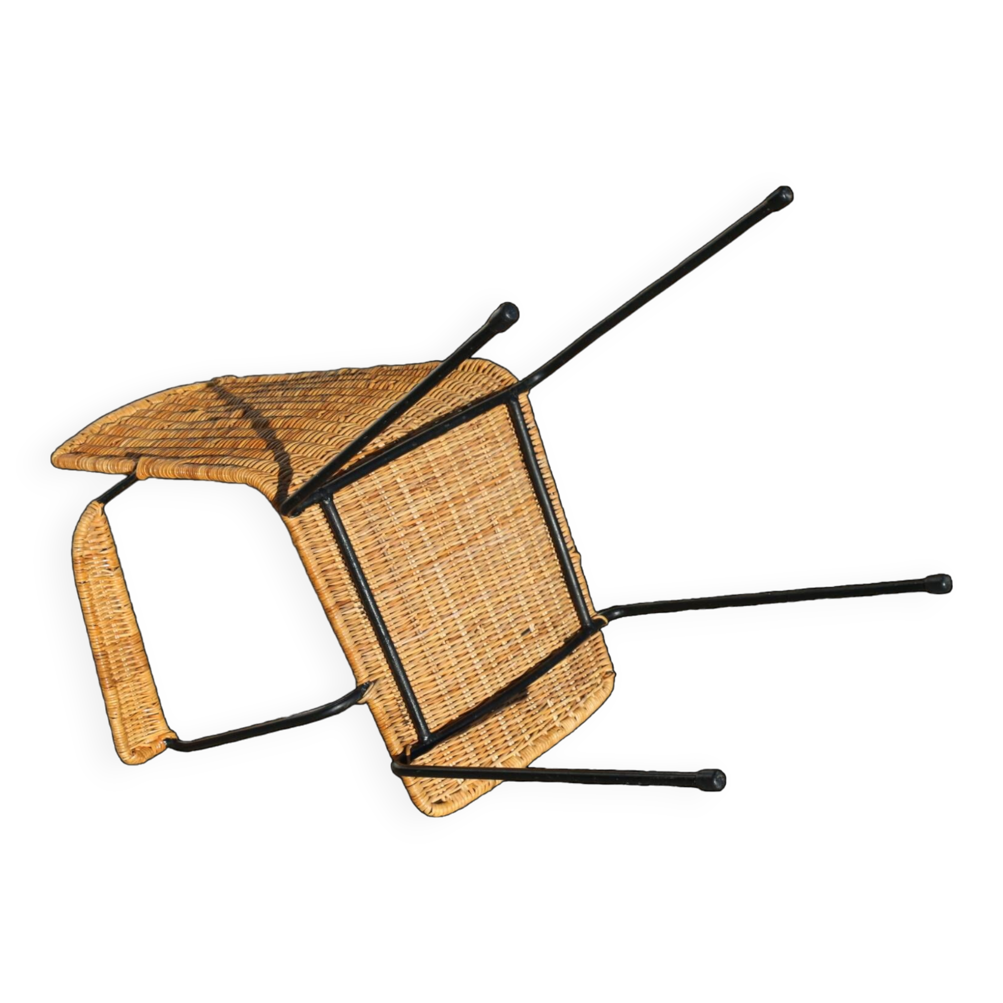 Rattan and steel armchair