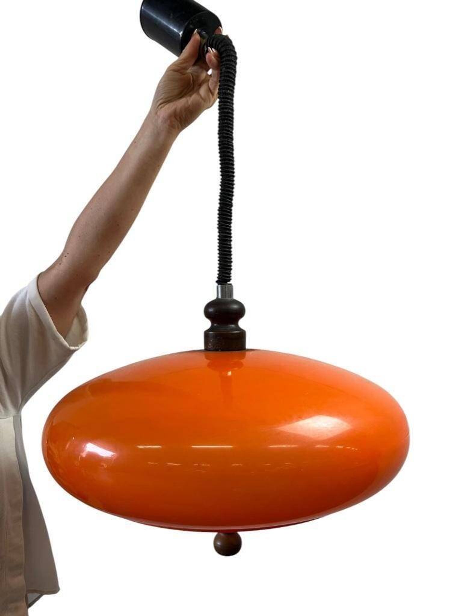 Vintage orange UFO chandelier / pendant light from the 70s