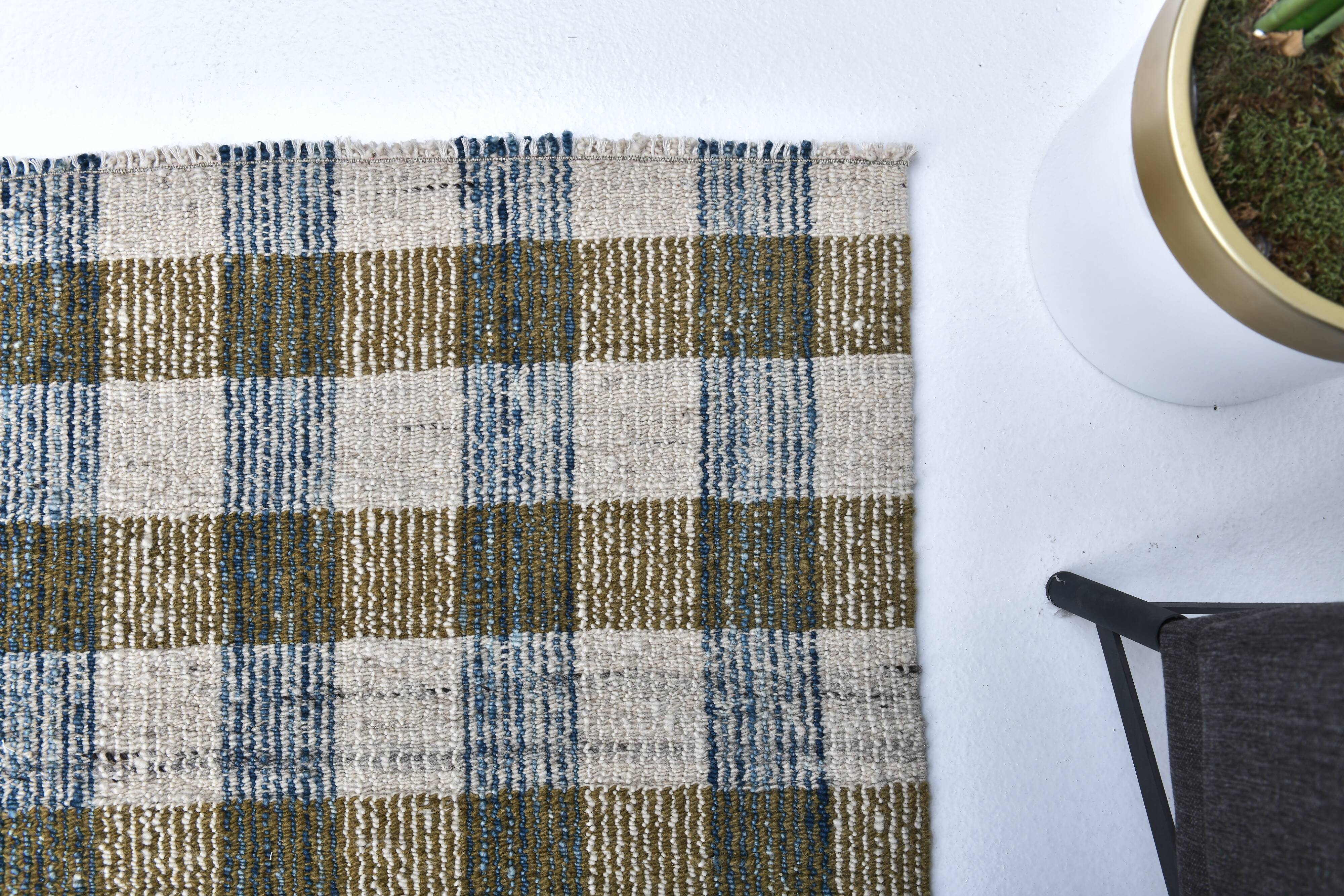 290x190 cm indigo blue mustard kilim carpet, wool made kilim rug.