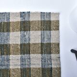 290x190 cm indigo blue mustard kilim carpet, wool made kilim rug.