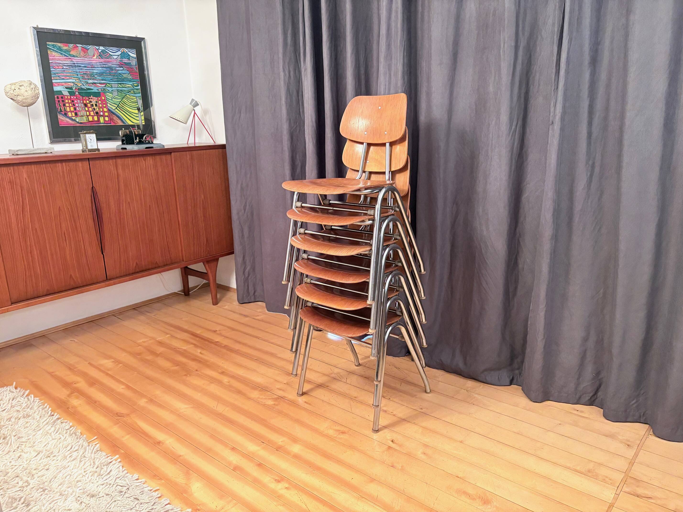 Set of six KN-38 chairs designed by Karl Nothhelfer for VS Möbel, Germany,