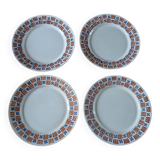 4 assiettes plates anciennes en terre de fer