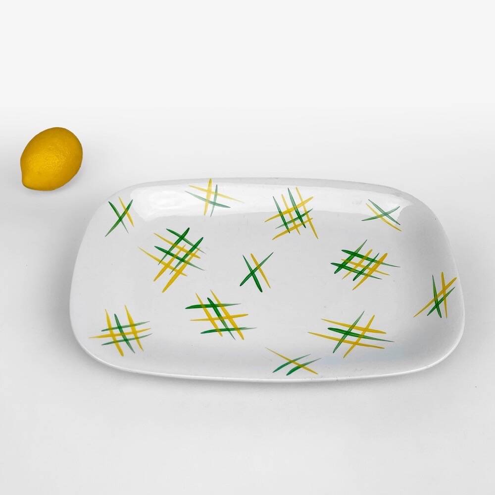 Lunéville Badonvillers graphic serving dish from the 50s