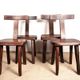 Set of 4 Scandinavian chairs in solid Elm, model T in the style of Olavi Hannin.