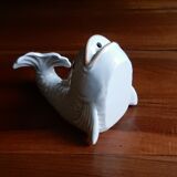 Poisson distributeur de ficelle en céramique blanche