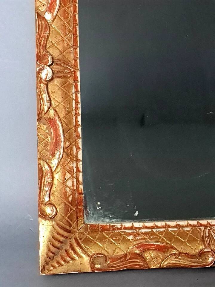 Mirror with carved gilded wooden frame in 18th century style 52x30 cm C492