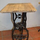 Old cast iron industrial console table and oak top