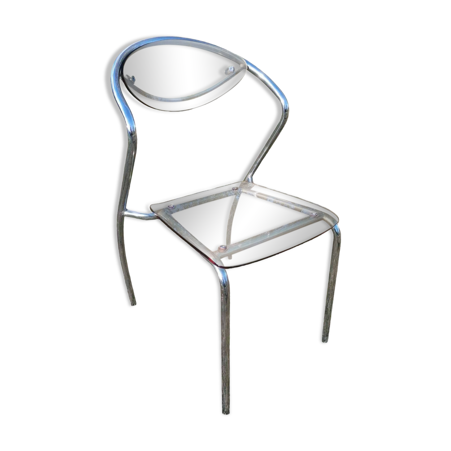 Vintage designer chair in plexiglass and chrome 1980