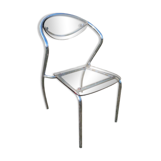Vintage designer chair in plexiglass and chrome 1980