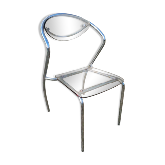 Chaise vintage design en plexiglas et chrome 1980