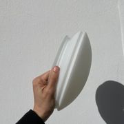 Applique plafonnier en verre blanc et inox