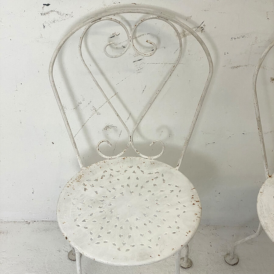 Set of 4 vintage wrought iron garden chairs 60's