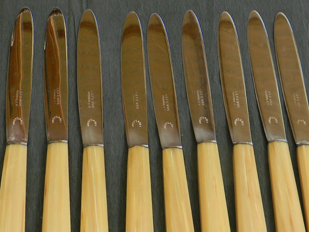 Set of 11 cheese knives or vintage dessert stainless steel blade.