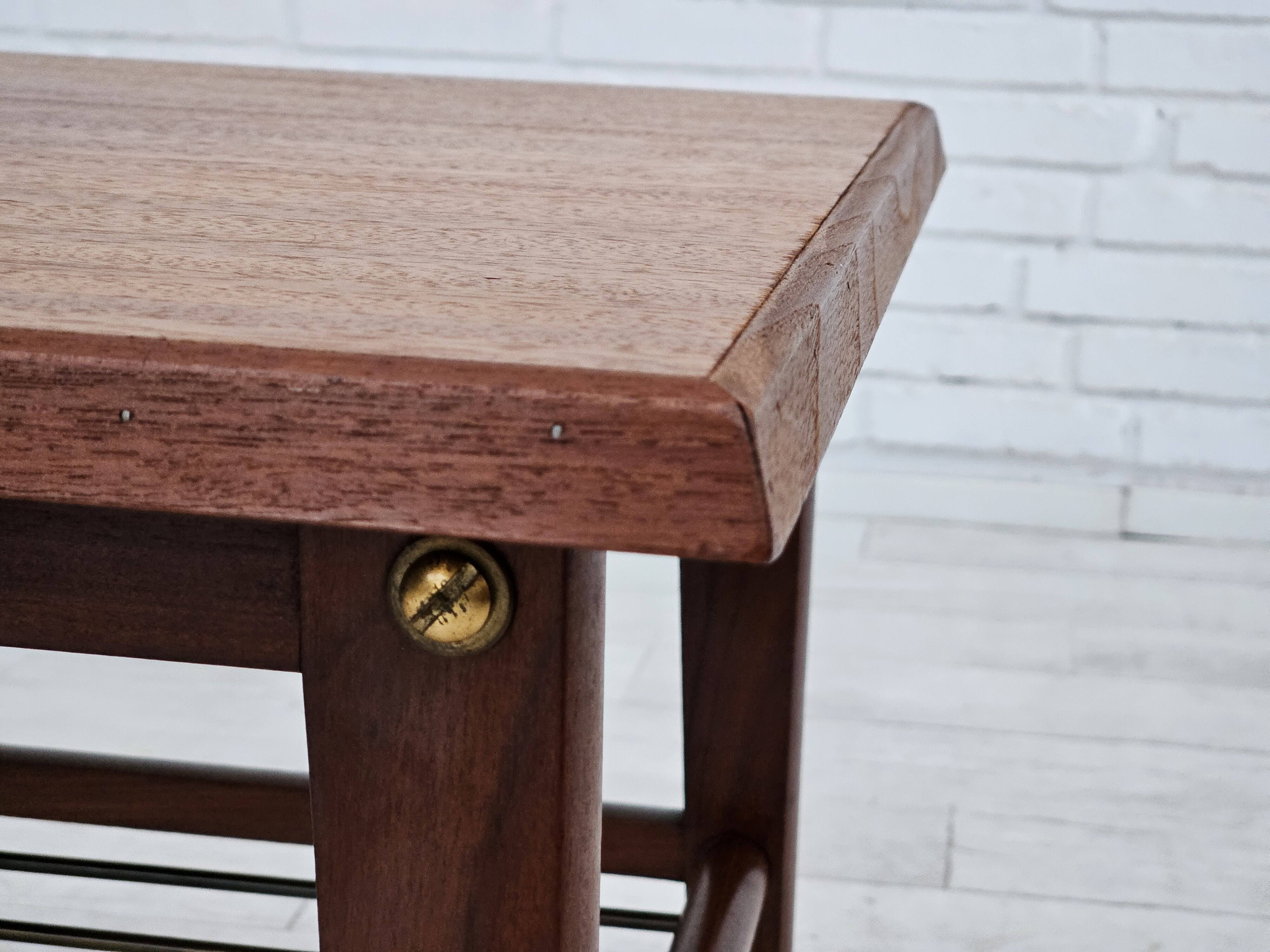 1970s, Danish coffee table, wheels, teak wood.