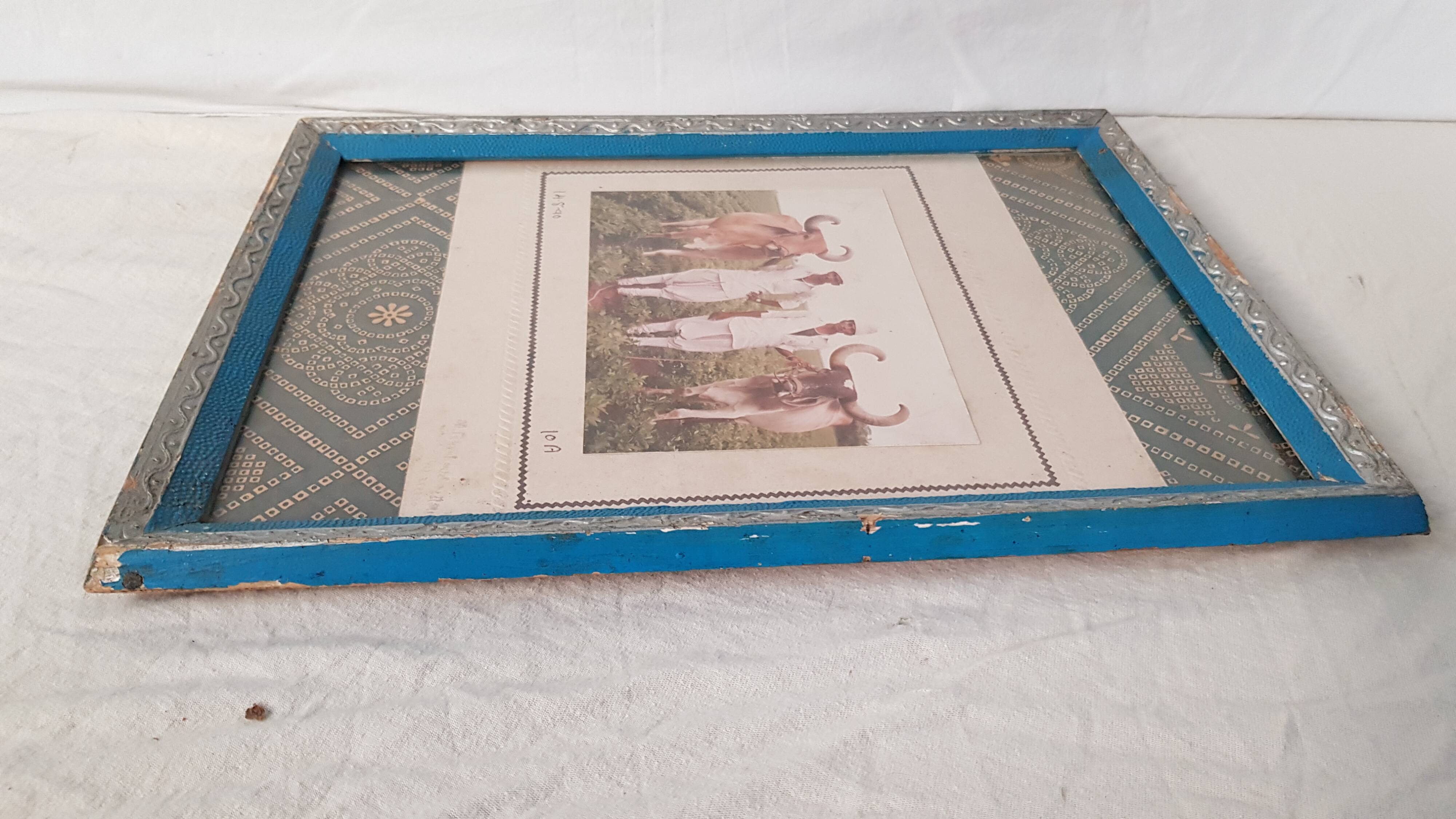 Old kitsch photograph in pretty vintage glass frame