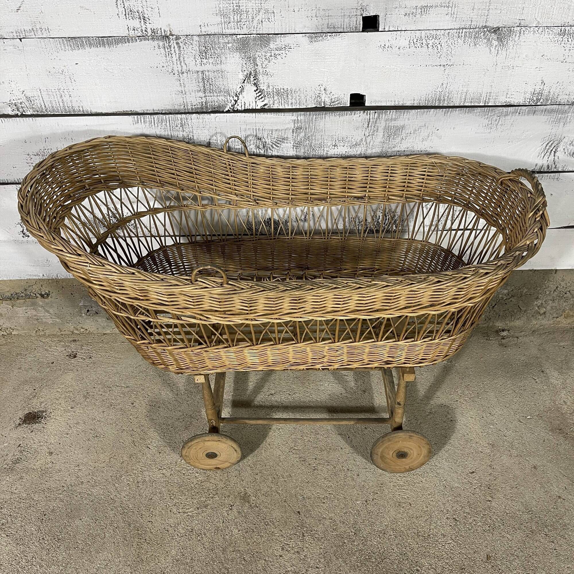 Old wicker cradle