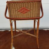 Old worker in wicker with red braiding 60s