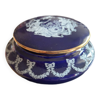 Grande boîte antique en porcelaine bleu