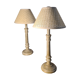 Paire de lampes bois  classic  abat jour osier 44x20 elec ok tres bon etat