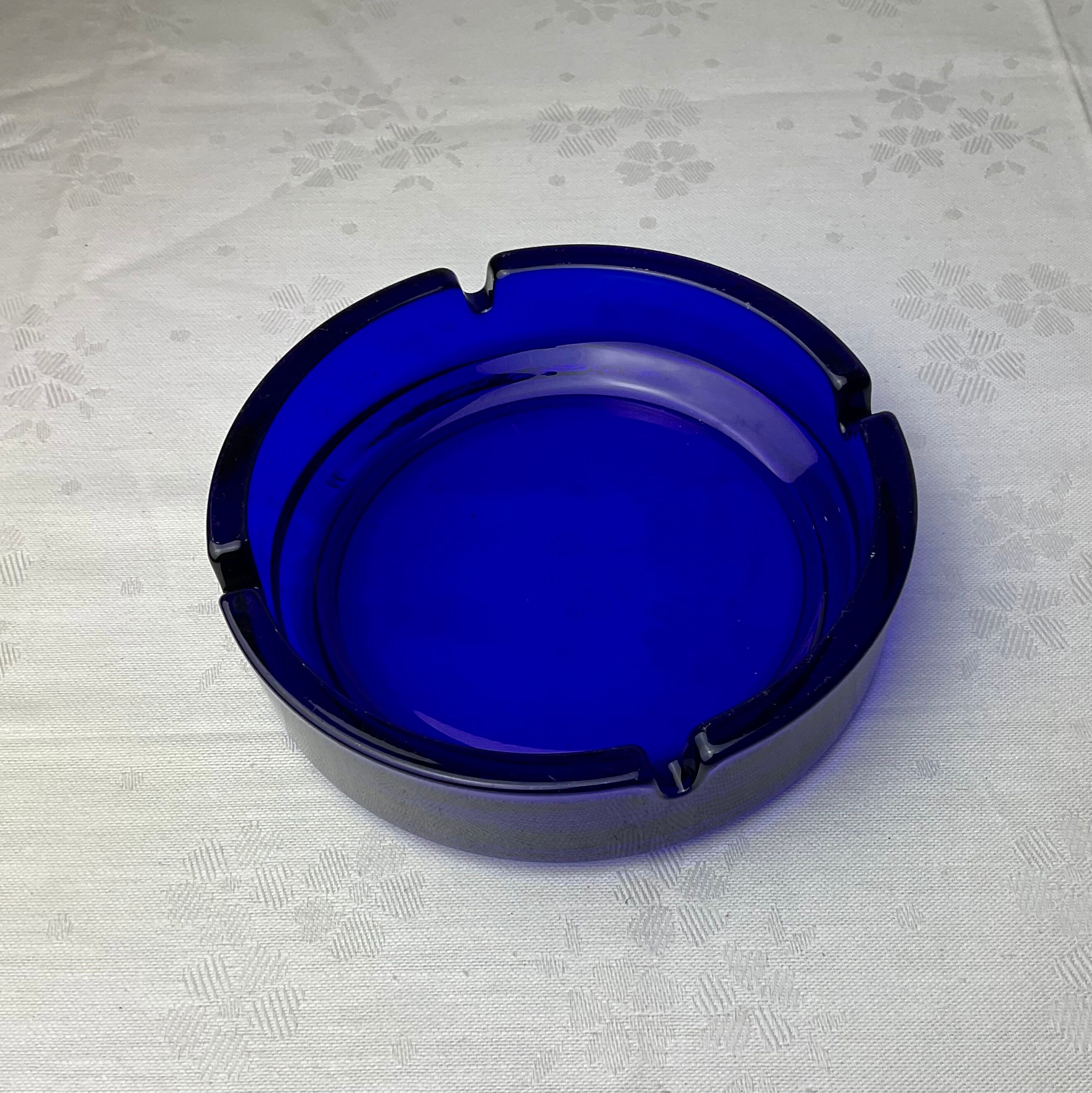 Blue glass ashtray