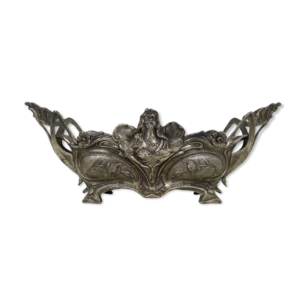 Jardinière en bronze argenté époque Art Nouveau