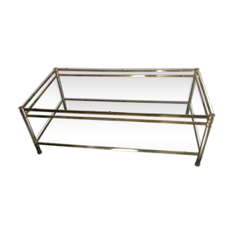 Glass and metal low living room table