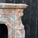 Louis XV style fireplace in grey Ardennes marble, circa 1880.