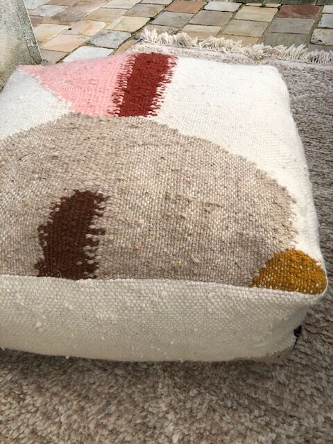 Woven wool pouf