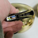 4 large golden ball spots, space age 60 70's. concord wall light on rails