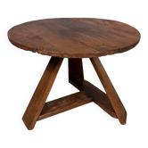 Table basse brutaliste Wabi Sabi en chêne rustique