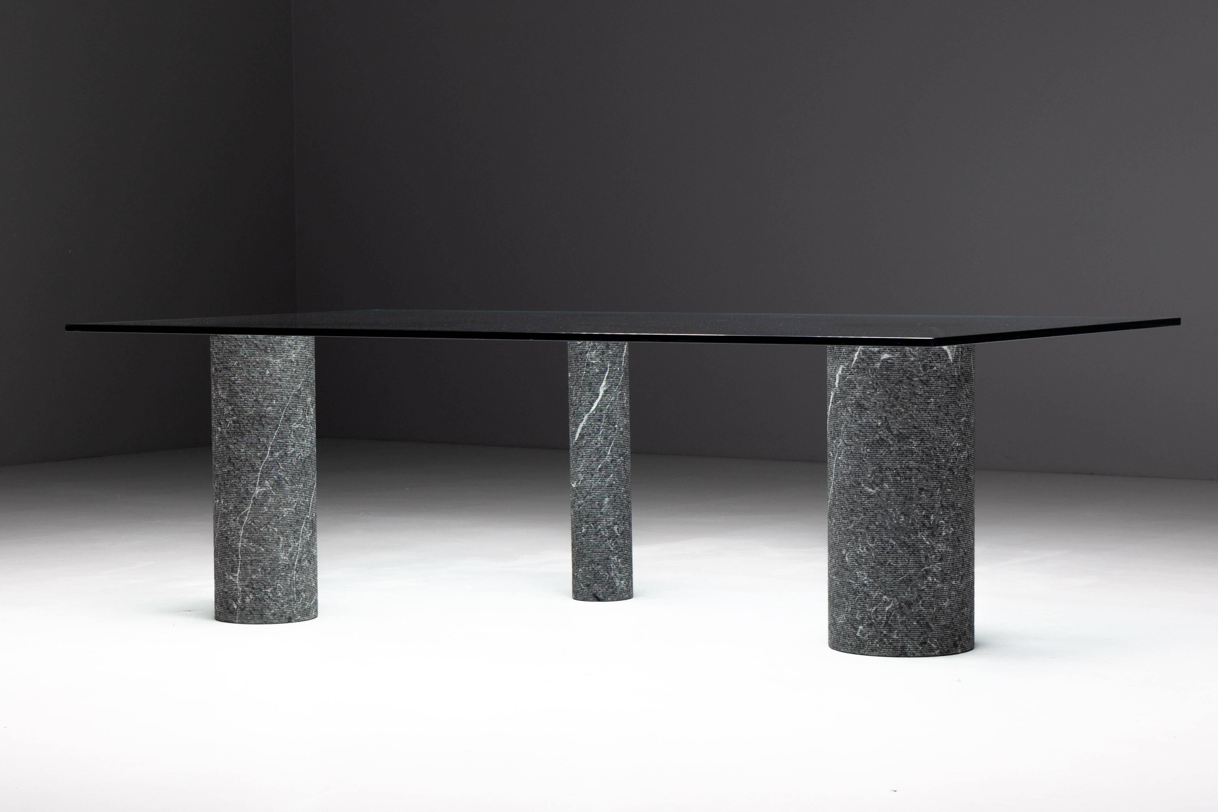 Marble and Glass Dining Table by Massimo Vignelli, Italy, 1980s