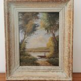 Huile sur toile tableau ancien paysage