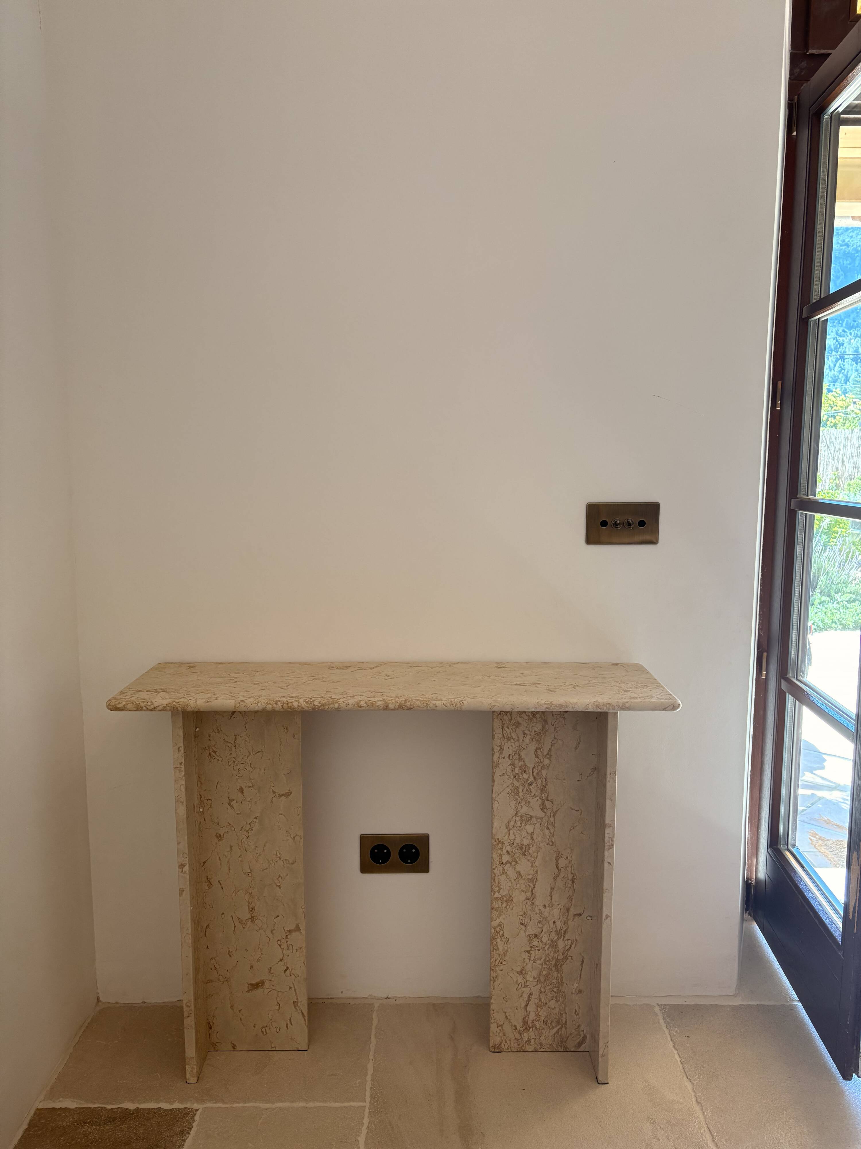 console en marbre travertin beige pierre de david console bureaux marbre