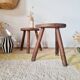 Pair of vintage brutalist tripod stools - folk art