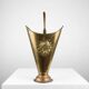 French vintage rustic brass and copper base umbrella stand with embossed decoration