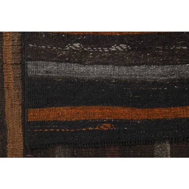 Vintage Turkish Hand-Knotted Wool Cotton Brown Kilim Runner 101x190