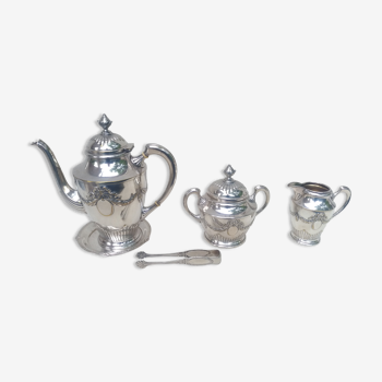 Silver metal coffee serving set