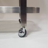 Service trolley brushed steel and 70s smoked glass